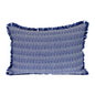 14" X 20" Blue and White Striped Cotton Throw Pillow With Fringe