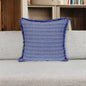 24" Blue and White Striped Cotton Throw Pillow With Fringe