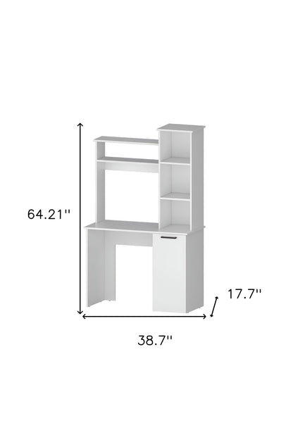 39" White Computer Desk With Hutch