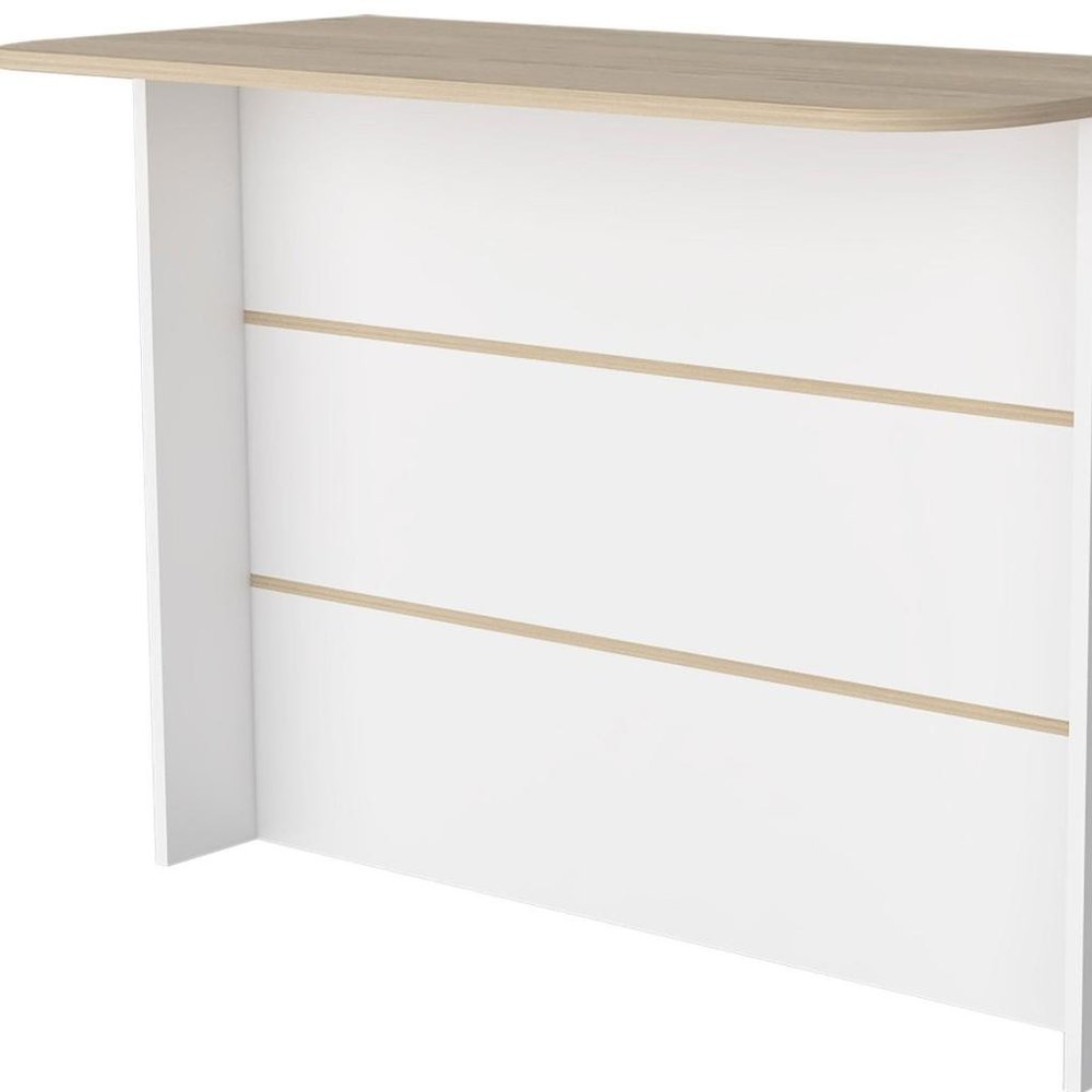 White and Natural 47" Kitchen Island With Storage