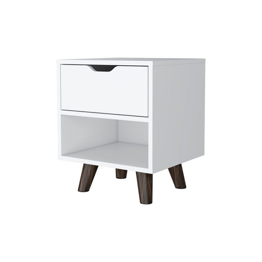 19" White Wood One Drawer Nightstand