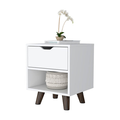 19" White Wood One Drawer Nightstand