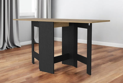24" Wood Brown And Black Drop Leaf Trestle Base Dining Table