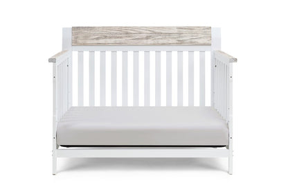White Solid and Manufactured Wood Standard Four In One Convertible Crib