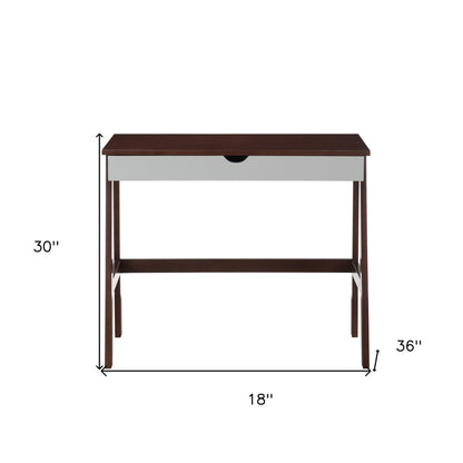 36" Brown and White Writing Desk