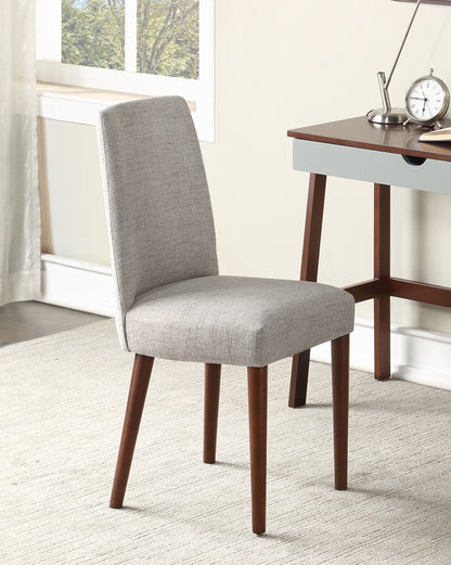 23" Gray And Espresso Fabric Parsons Chair