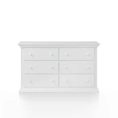 56" White Solid and Manufactured Wood Six Drawer Double Dresser