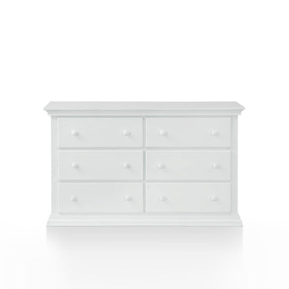 56" White Solid and Manufactured Wood Six Drawer Double Dresser