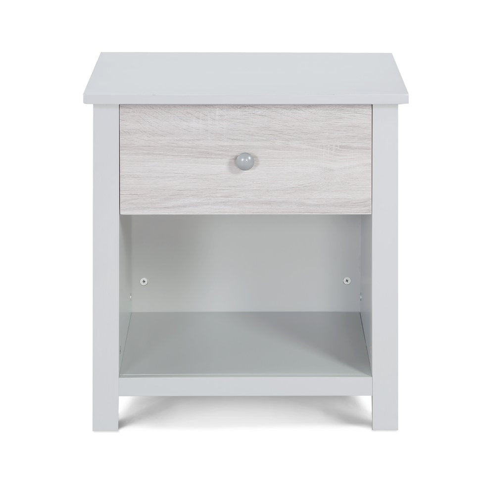 24" Gray Solid Wood and Wood One Drawer Nightstand