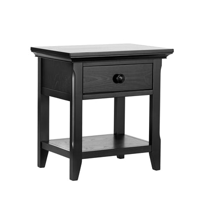 24" Black One Drawer Nightstand