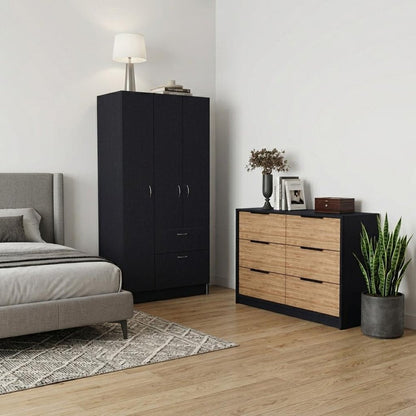 Two Piece Brown and Black Bedroom Set