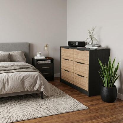 Two Piece Black and Gray Bedroom Set
