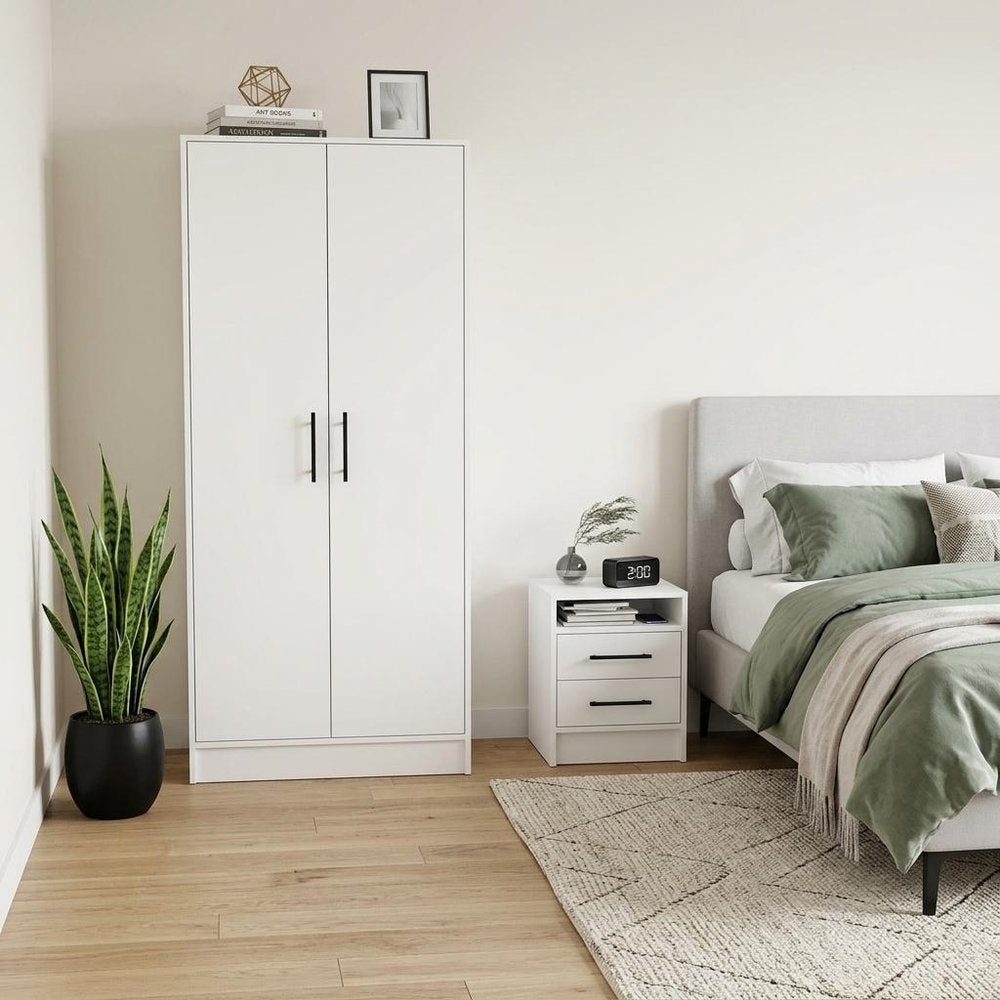 Two Piece White Bedroom Set