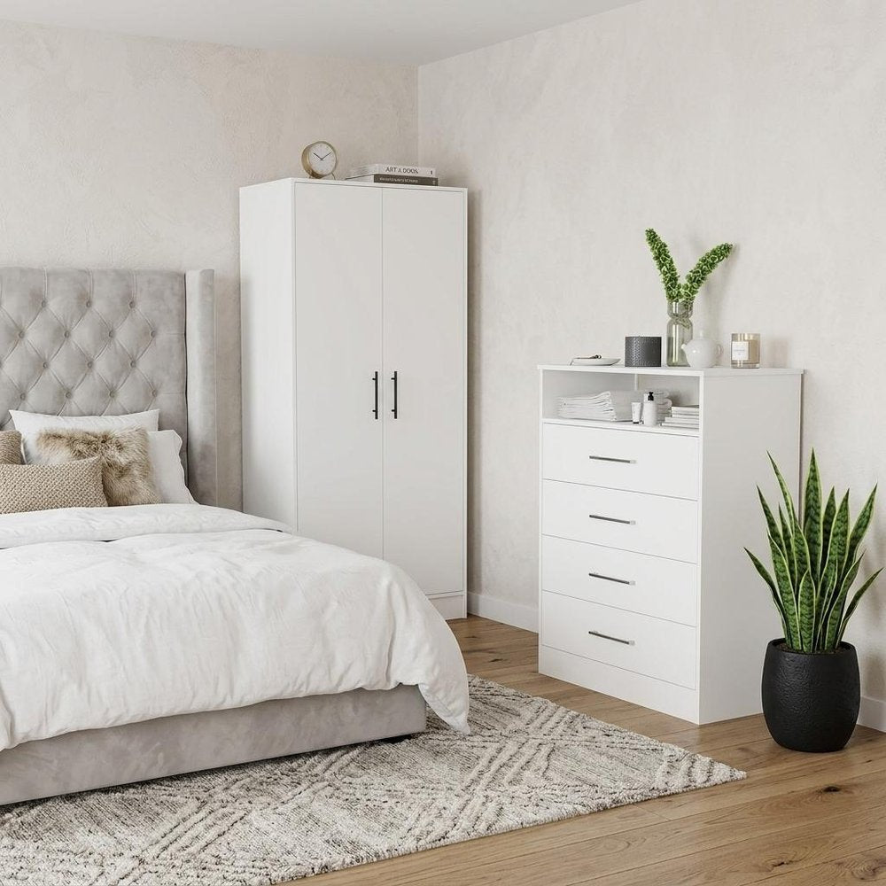 Two Piece White Bedroom Set