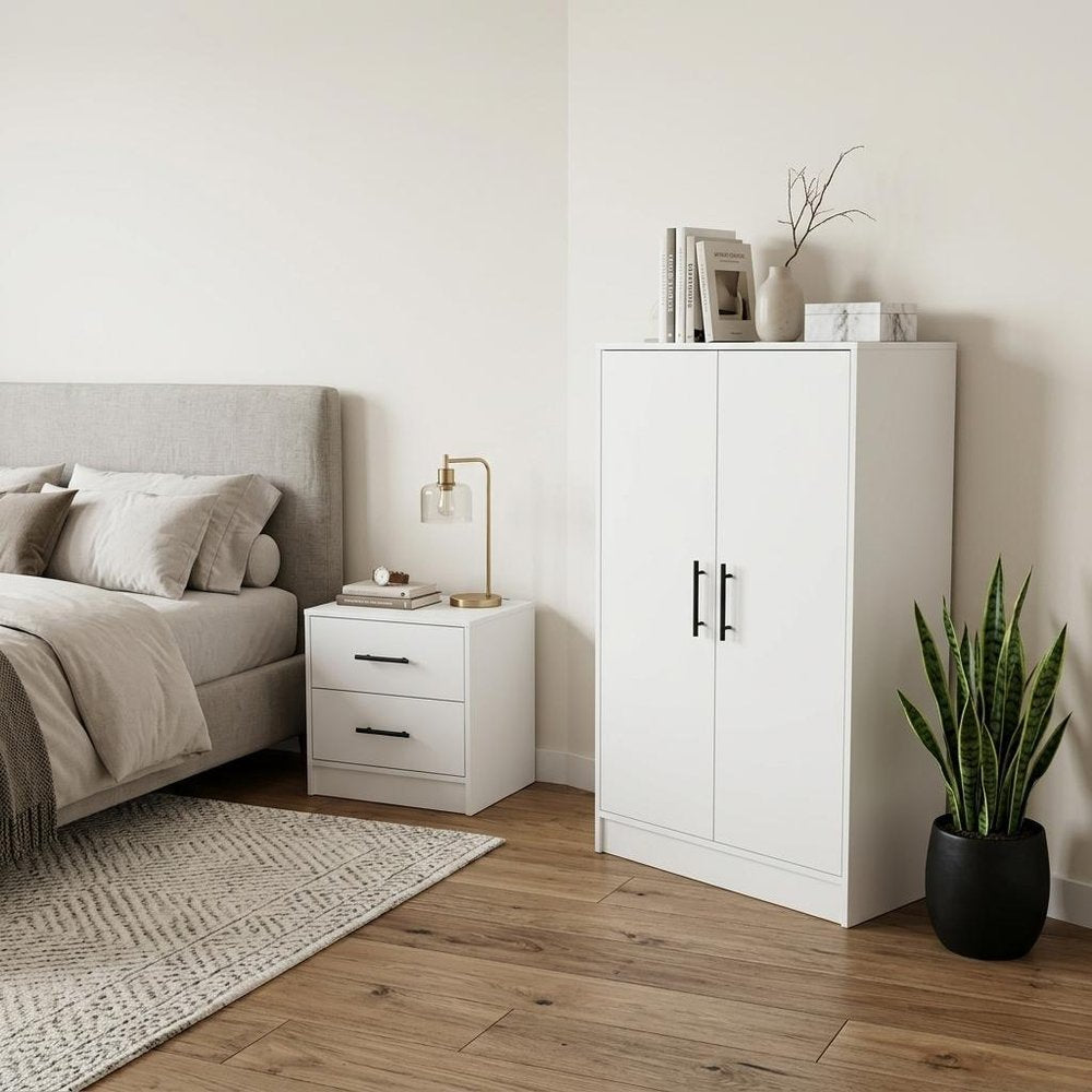 Two Piece White Bedroom Set
