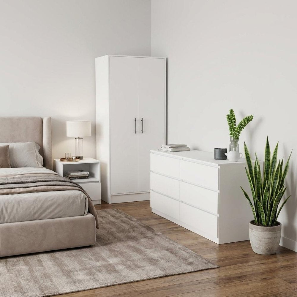 Two Piece White Bedroom Set
