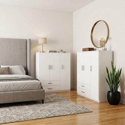 Two Piece White and Natural Bedroom Set