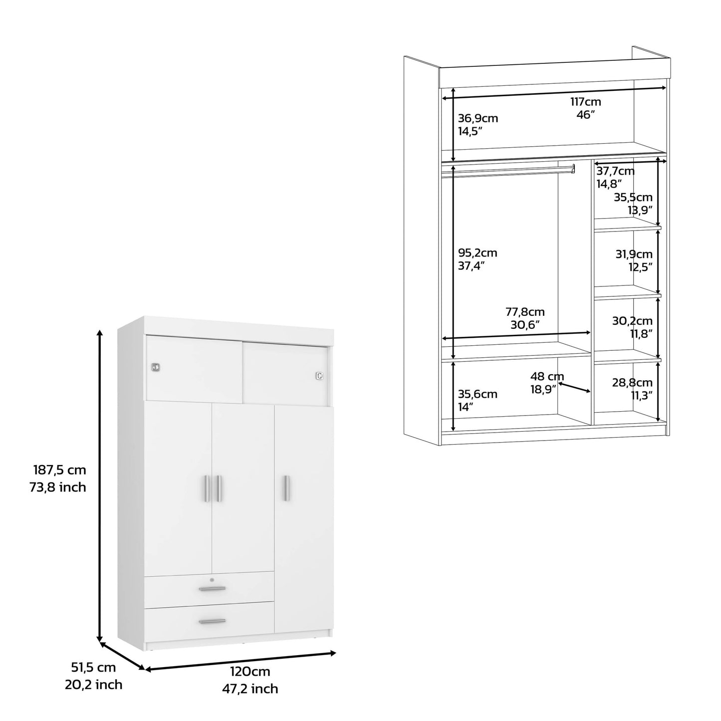 Two Piece White and Natural Bedroom Set