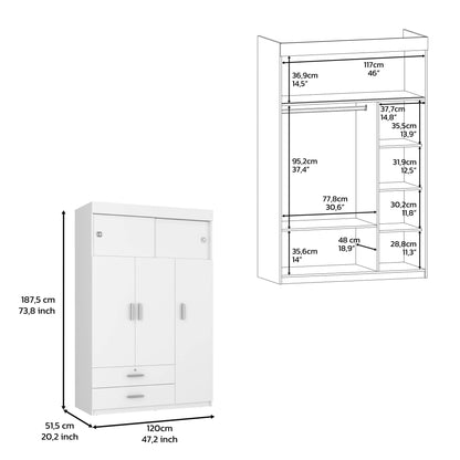 Two Piece White and Natural Bedroom Set