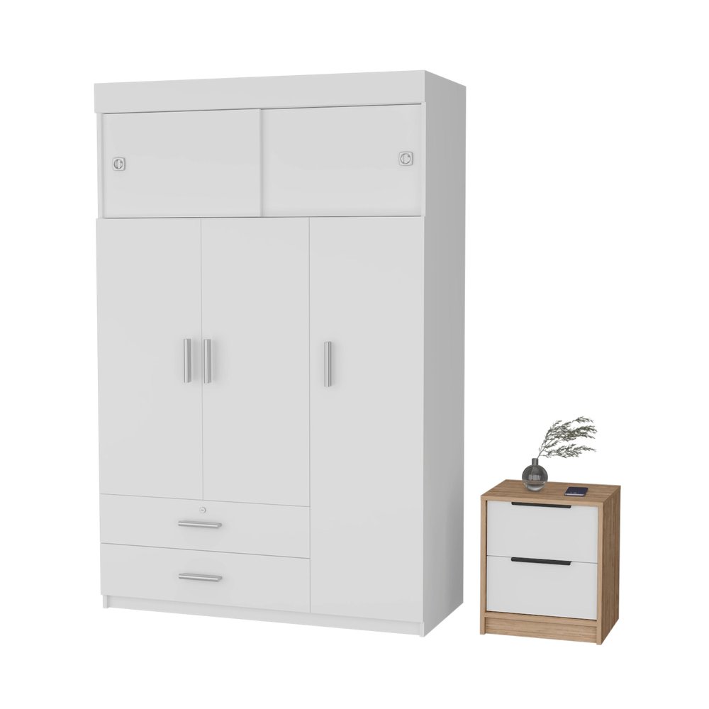 47" White Wood Two Drawer Dresser