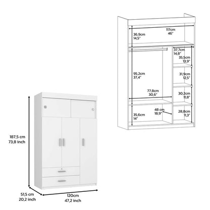 47" White Two Drawer Dresser