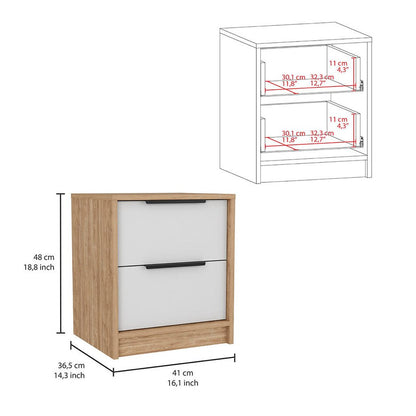 47" White Wood Two Drawer Dresser