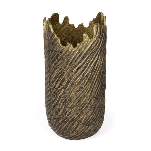 17" Gold Abstract Aluminum Table Vase