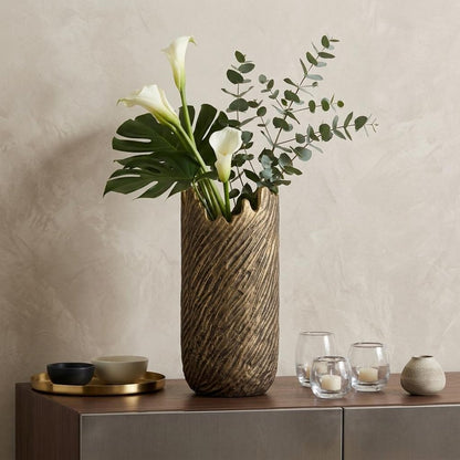 17" Gold Abstract Aluminum Table Vase
