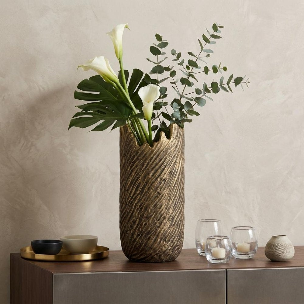 17" Gold Abstract Aluminum Table Vase