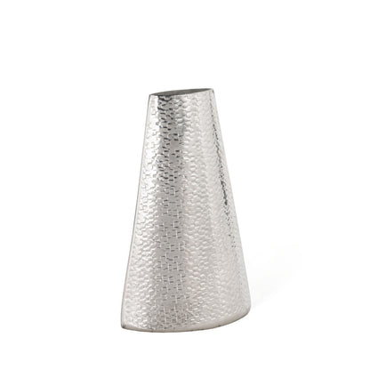 10" Silver Hammered Cone Aluminum Table Vase