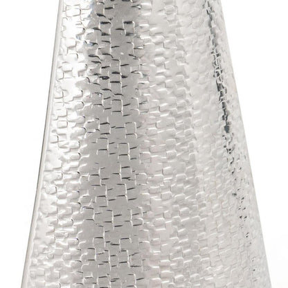 10" Silver Hammered Cone Aluminum Table Vase