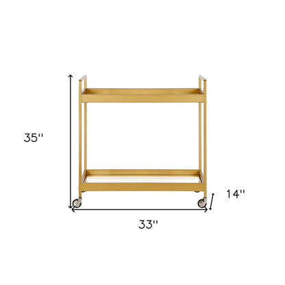 Brass Steel And Glass Rolling Bar Cart