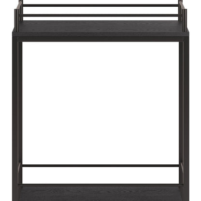 23" Black Steel and Wood Rolling Bar Cart