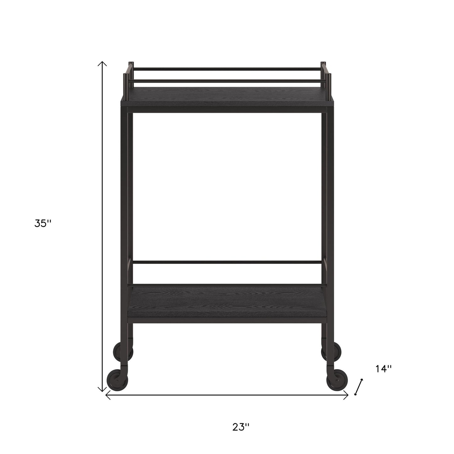 Black Steel Rolling Bar Cart