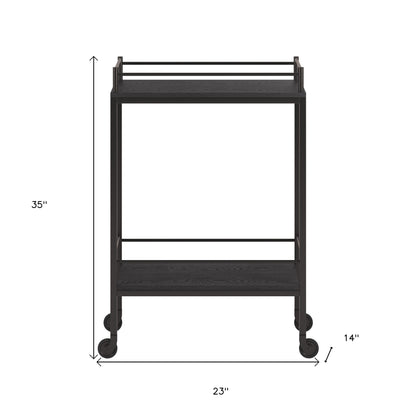 Black Steel Rolling Bar Cart