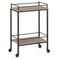 Gray and Black Steel Rolling Bar Cart