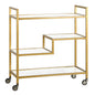 Brass Steel And Glass Rolling Bar Cart