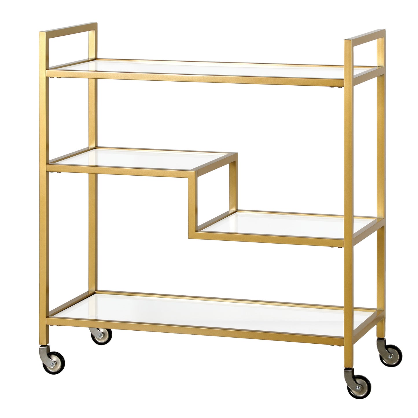 Brass Steel And Glass Rolling Bar Cart