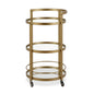 Brass Steel And Glass Round Rolling Bar Cart