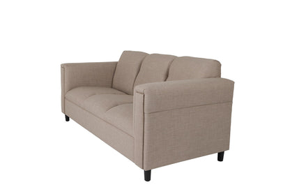 72" Beige Polyester Sofa With Black Legs