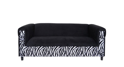 72" Black And White Velvet Zebra Sofa