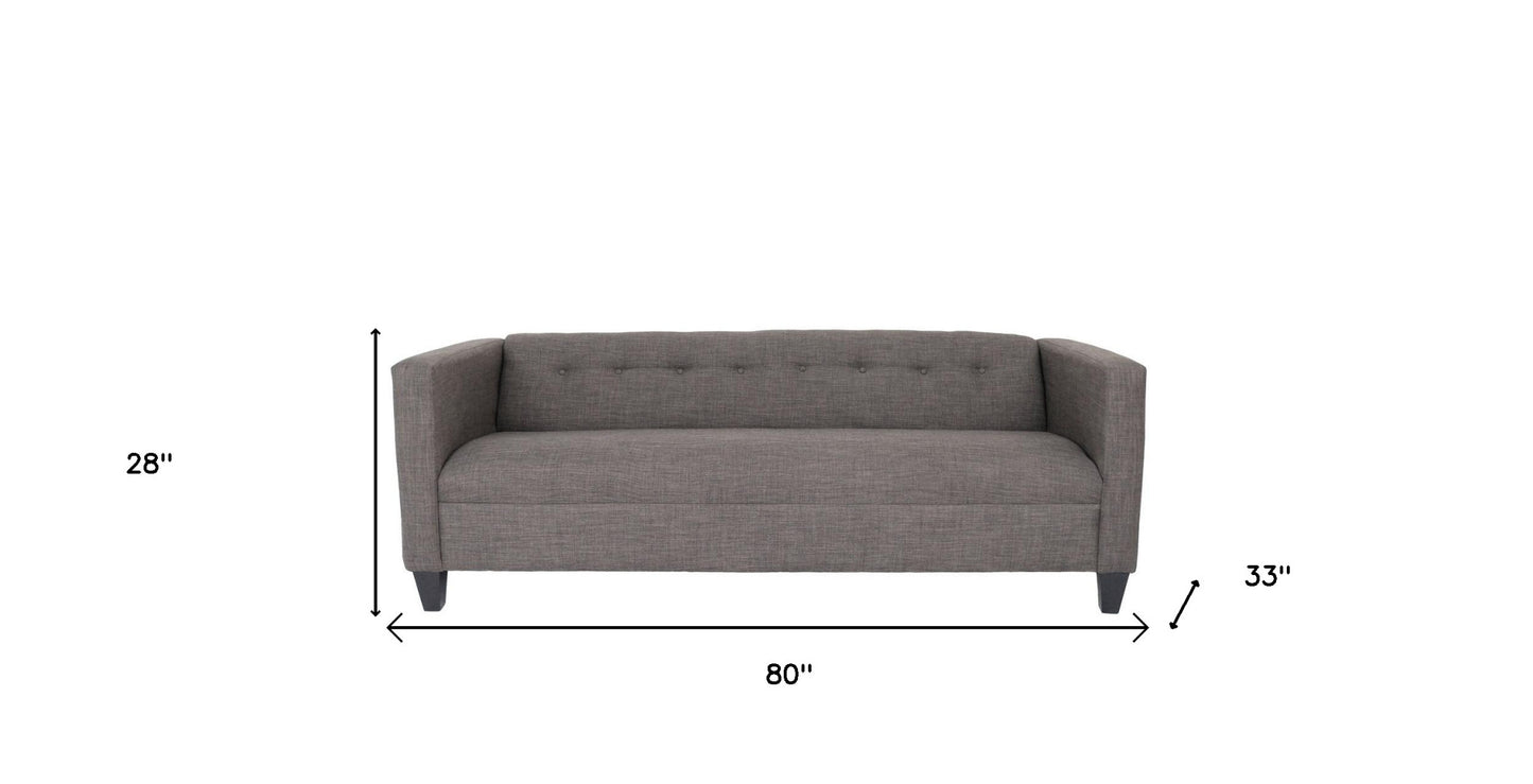 80" Charcoal Polyester Sofa With Black Legs