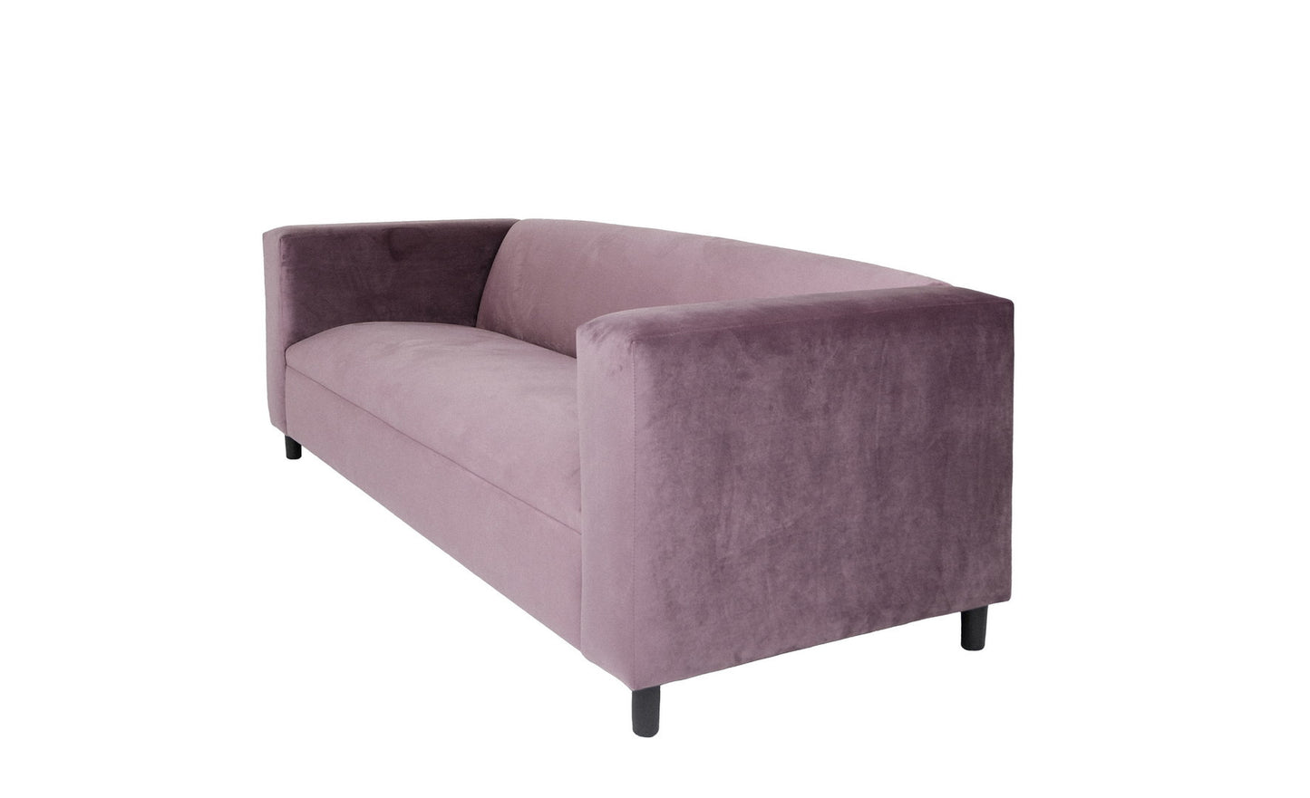 72" Lavender Velvet Sofa With Black Legs