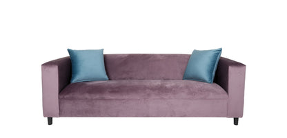 72" Lavender Velvet Sofa And Toss Pillows With Black Legs