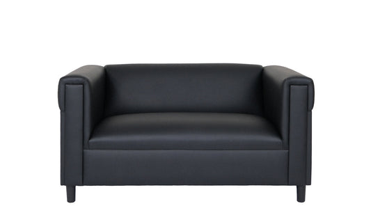 54" Black Faux Leather Loveseat