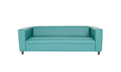 84" Green and White Faux Leather Geometric Sofa With Black Legs
