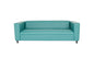 84" Green and White Faux Leather Geometric Sofa With Black Legs