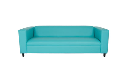 84" Green and White Faux Leather Geometric Sofa With Black Legs