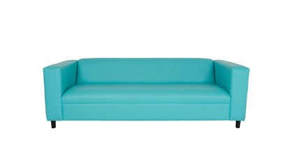 84" Green and White Faux Leather Geometric Sofa With Black Legs