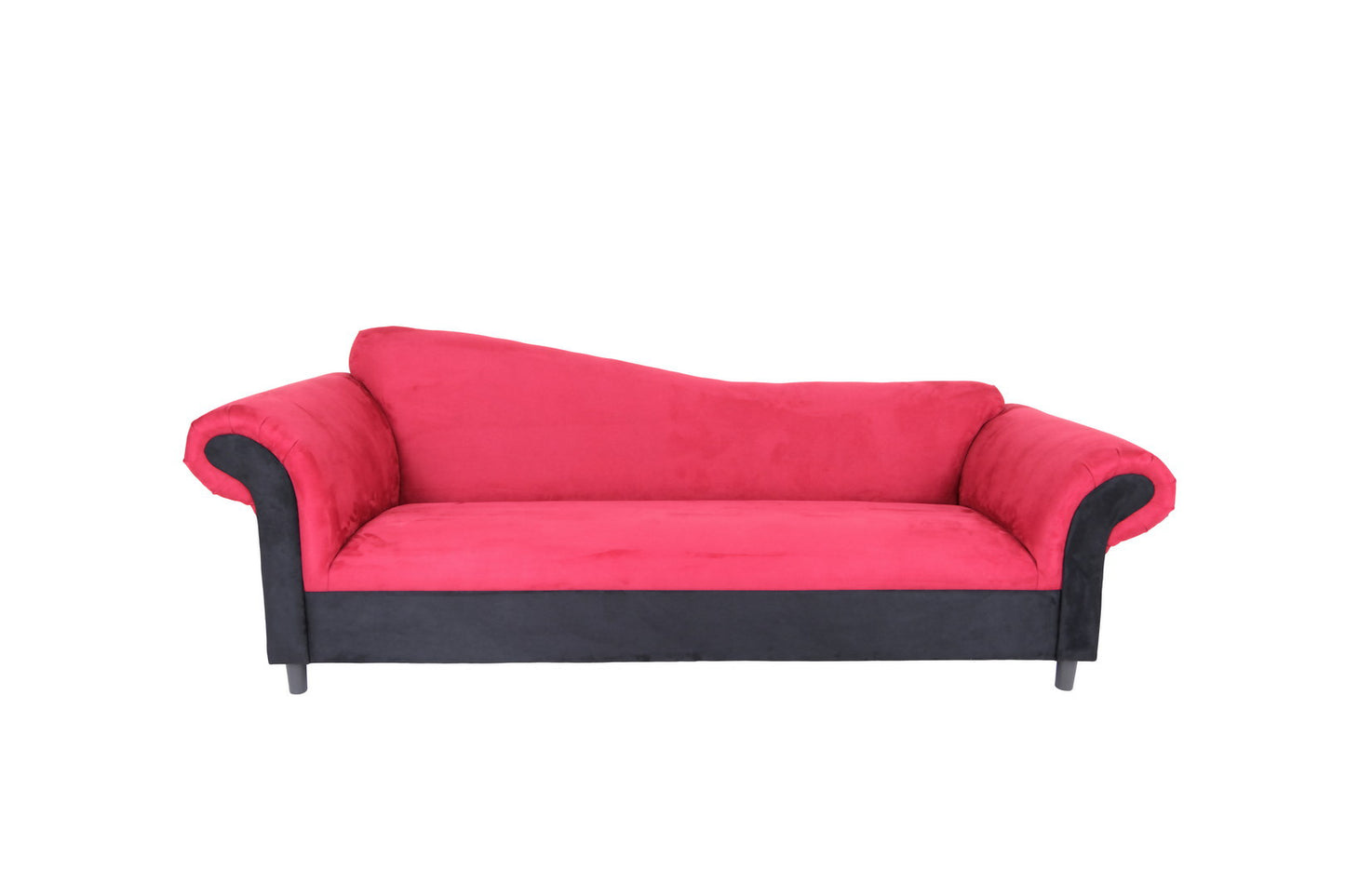 98" Red Velvet Settee With Black Legs